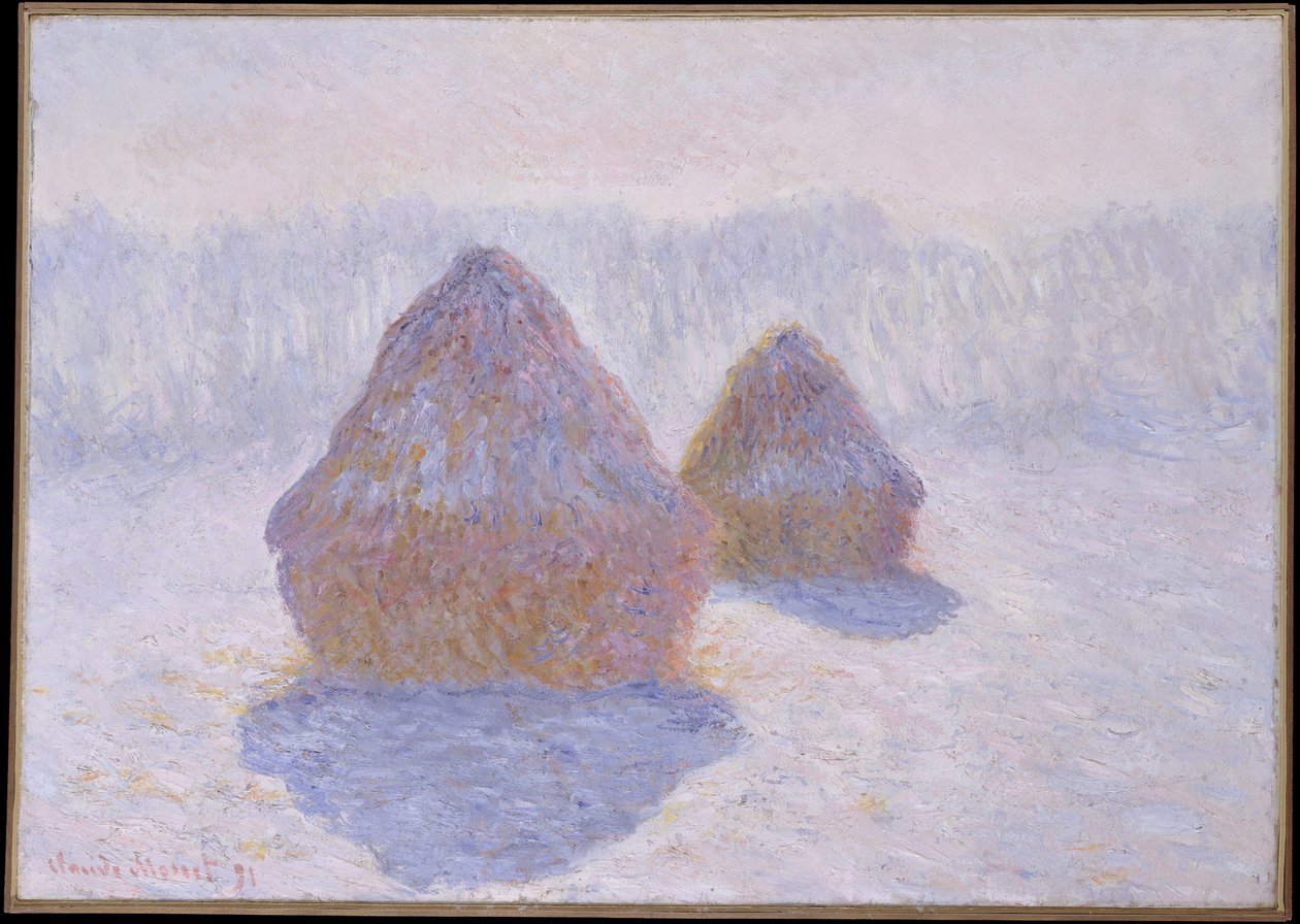 Haystacks (Lumen ja auringon vaikutus) tekijältä Claude Monet