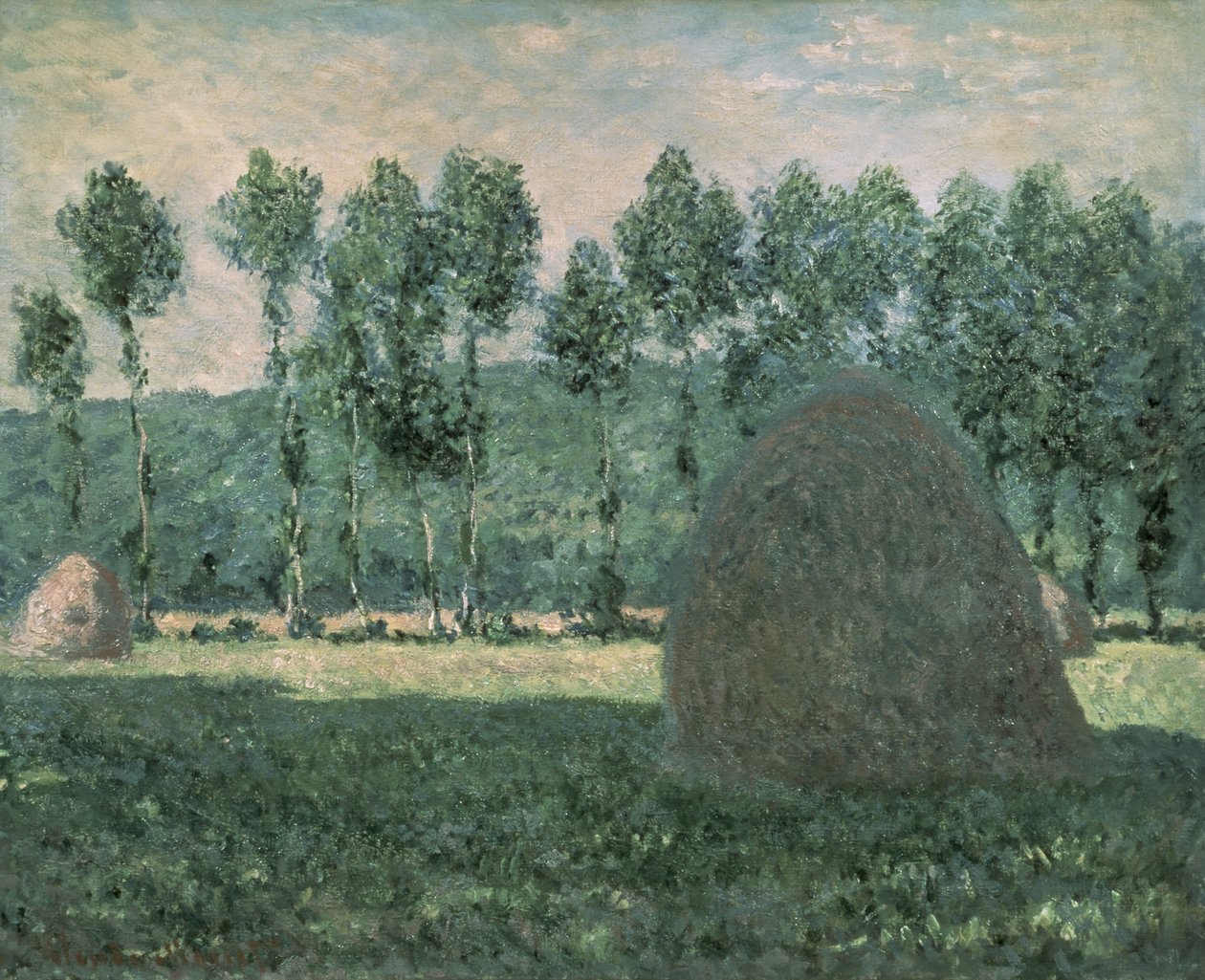 Heinäsuovat lähellä Givernyä, n. 1884-89 tekijältä Claude Monet
