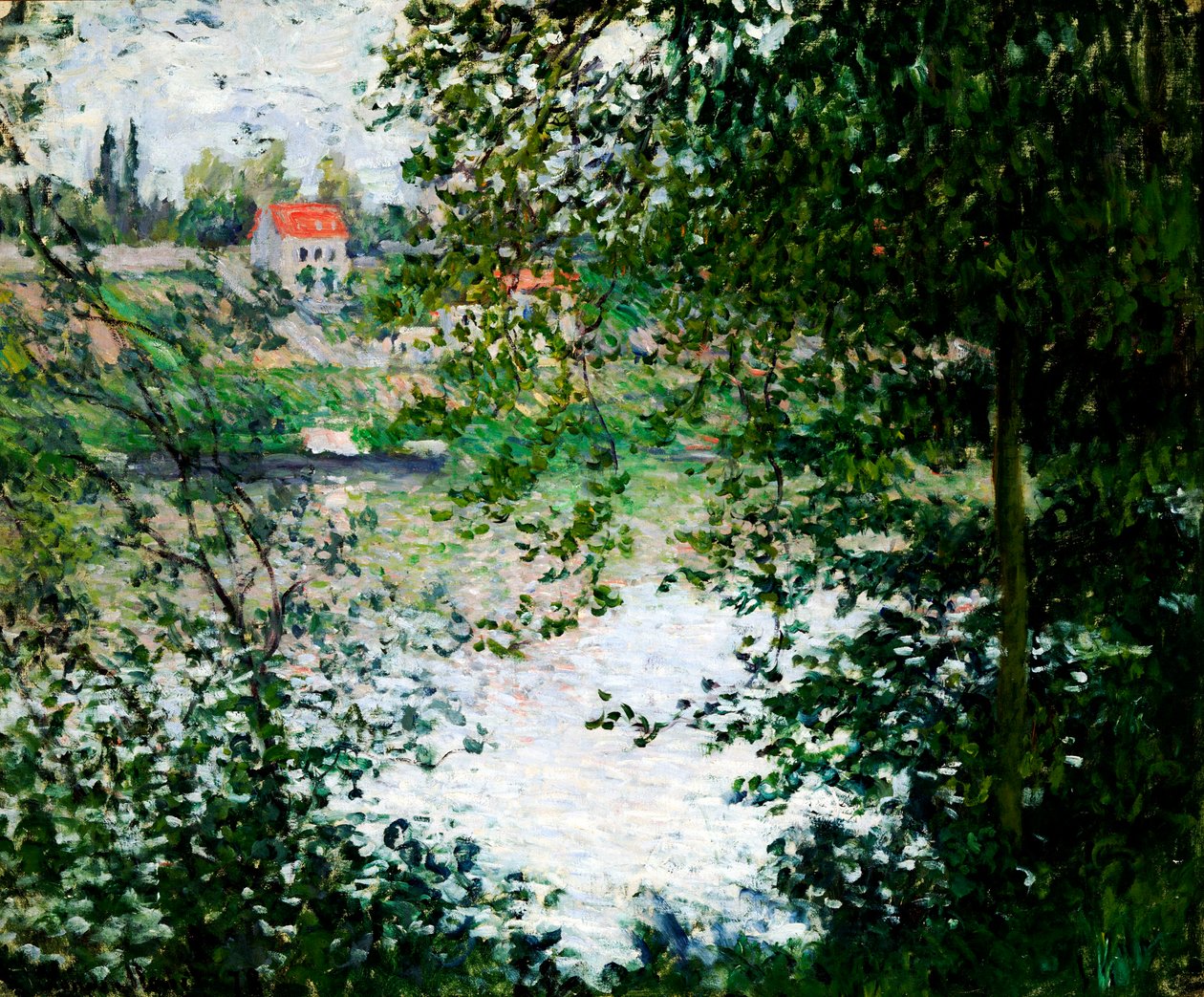 La Grande Jatten saari puiden läpi, 1878 tekijältä Claude Monet