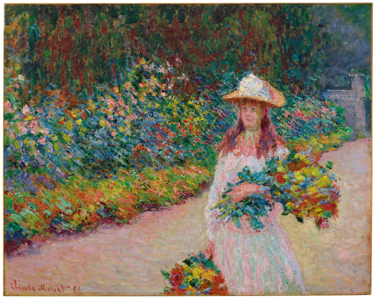 Nuori tyttö Givernyn puutarhassa, 1888 tekijältä Claude Monet