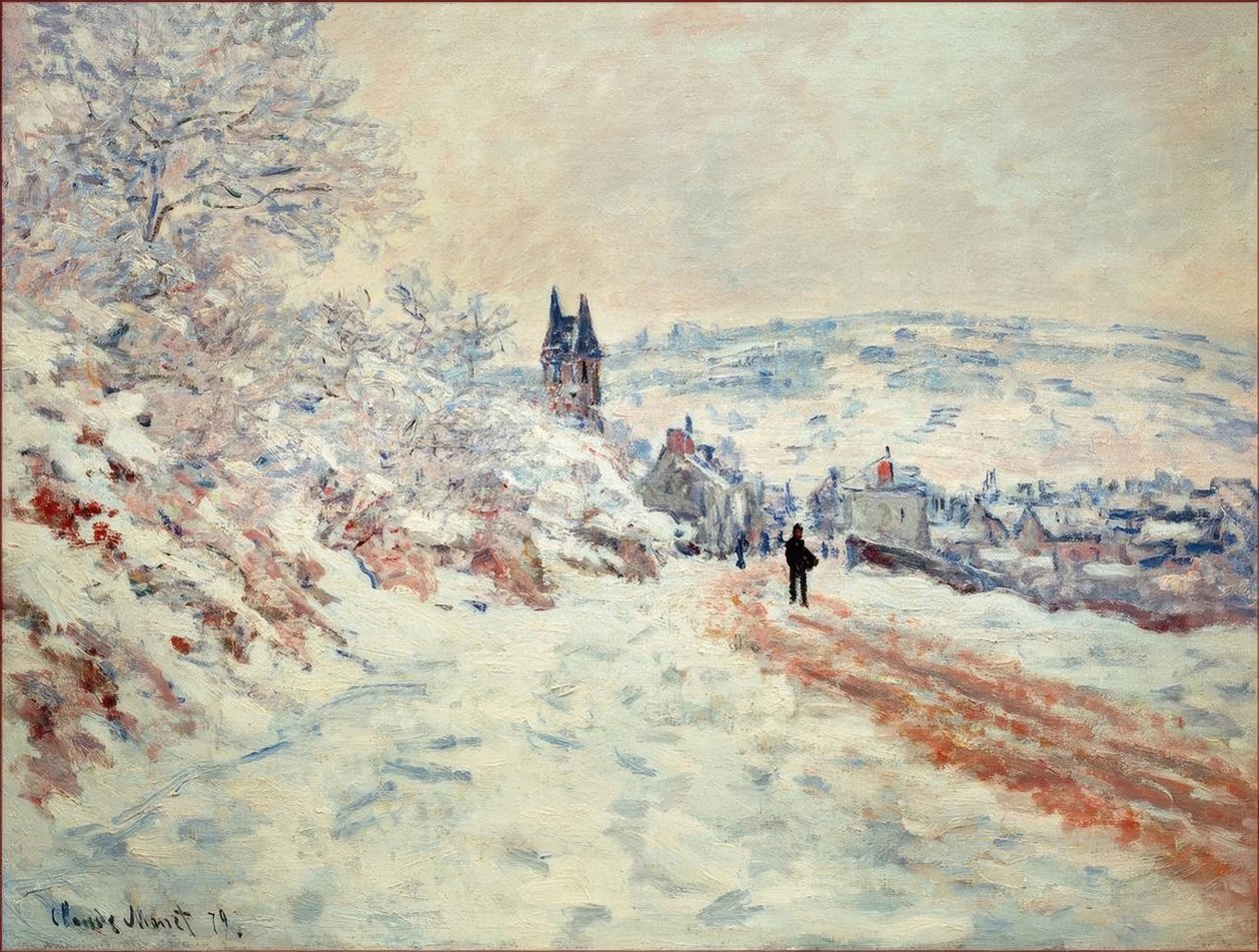 La Route de Vetheuil, Effet de Neige (Tie Vetheuiliin, Effet de Neige). tekijältä Claude Monet