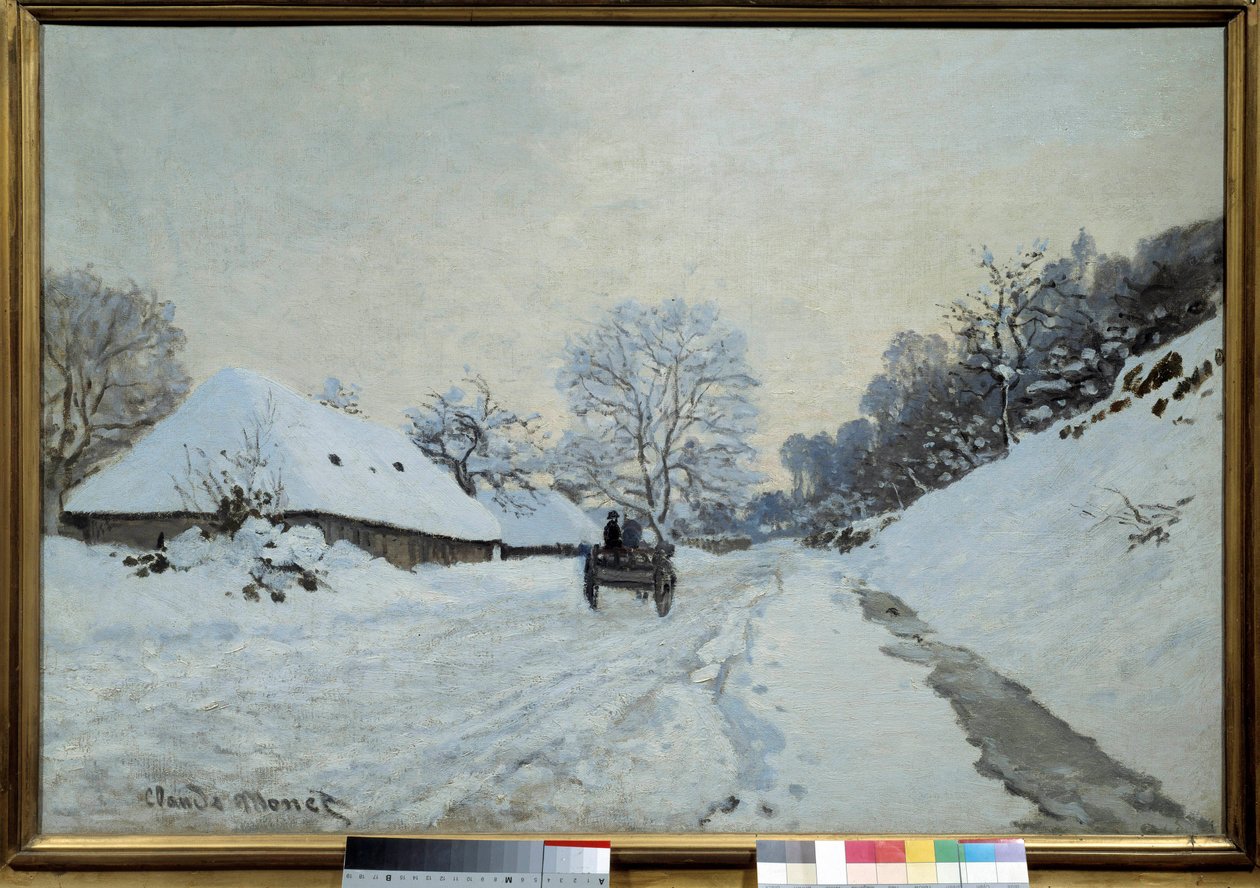 Kärry, tie lumen alla Honfleurissa vuonna 1867 Claude Monet