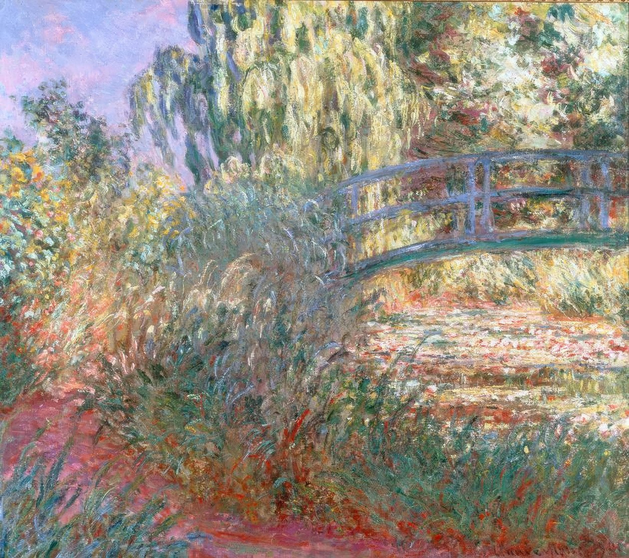 Le Bassin aux Nymphéas et sentier au bord de l’eau tekijältä Claude Monet