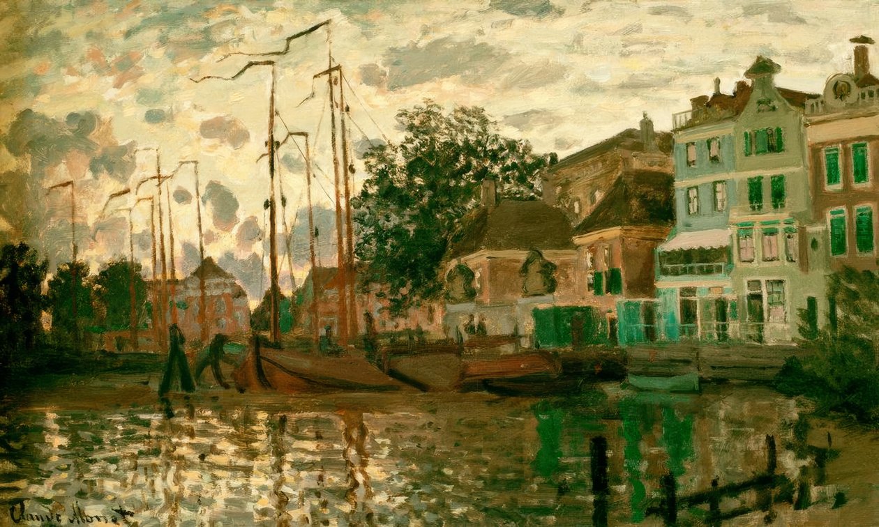 Le Dam à Zaandam, le soir (Zaandamin pato illalla) tekijältä Claude Monet