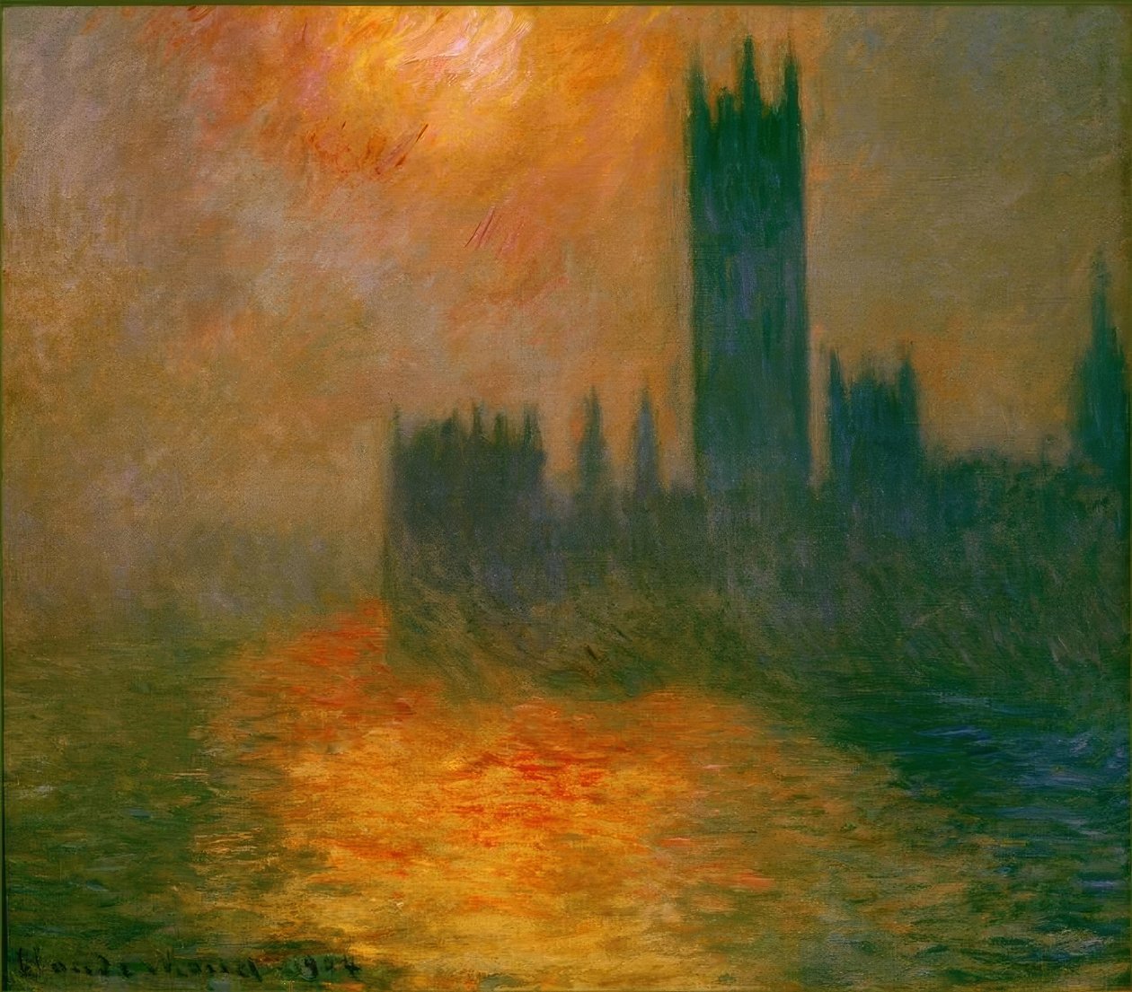 Le Parlement, Coucher de Soleil (Das Parlament, Sonnenunter tekijältä Claude Monet