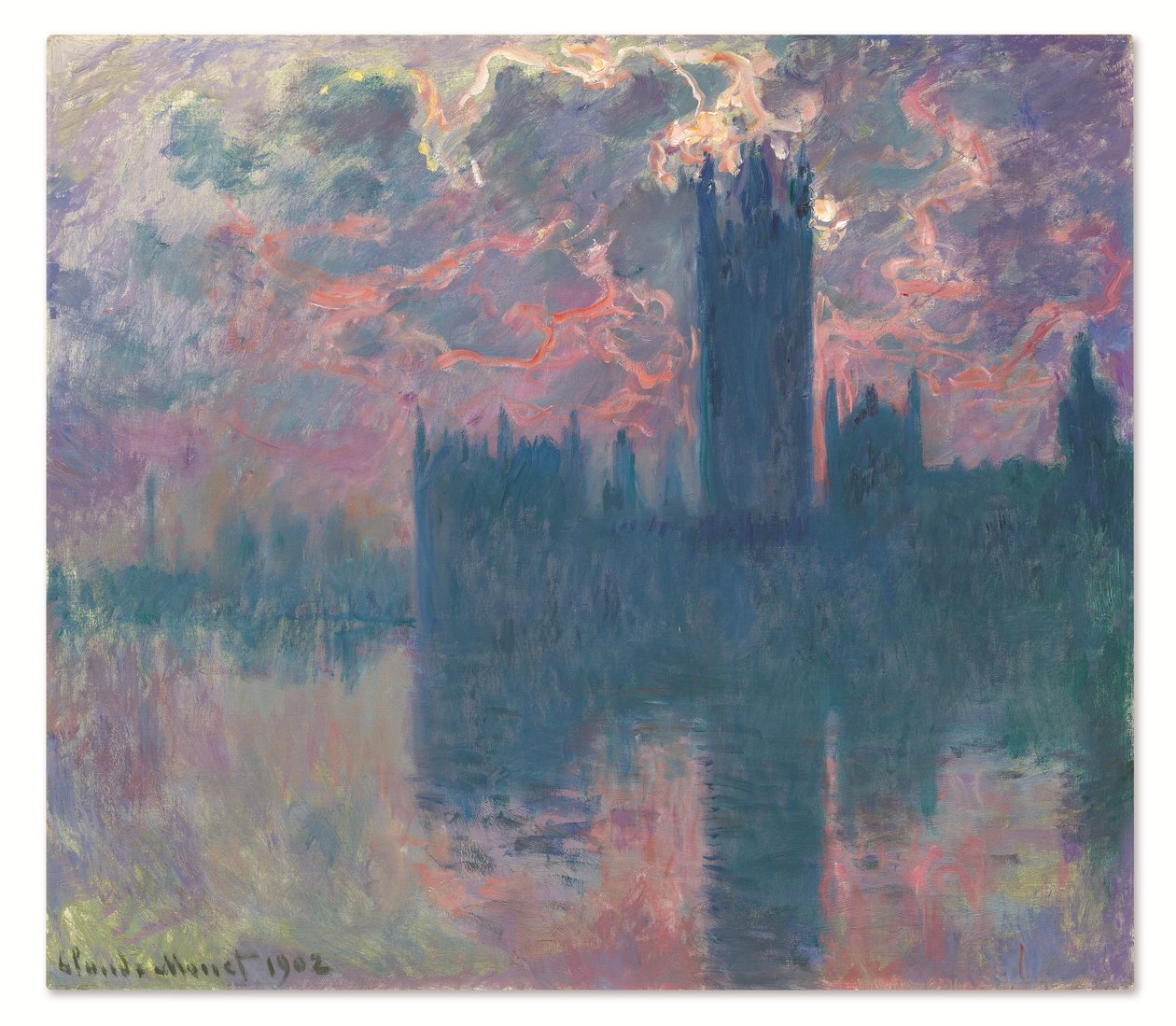 Le Parlement, soleil couchant (Parlamenttitalo auringonlaskun aikaan) tekijältä Claude Monet