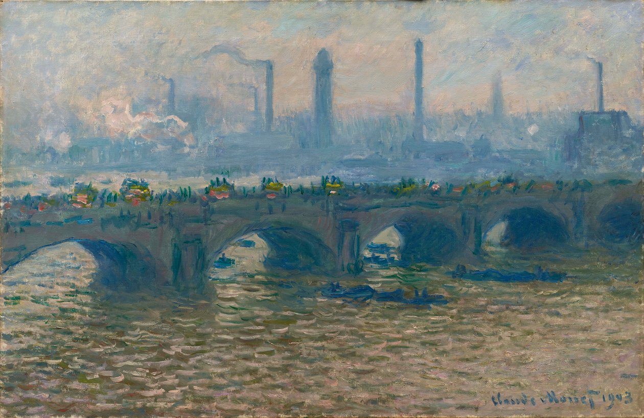 Le Pont de Waterloo, temps gris Waterloon silta, harmaa sää, 1903. tekijältä Claude Monet
