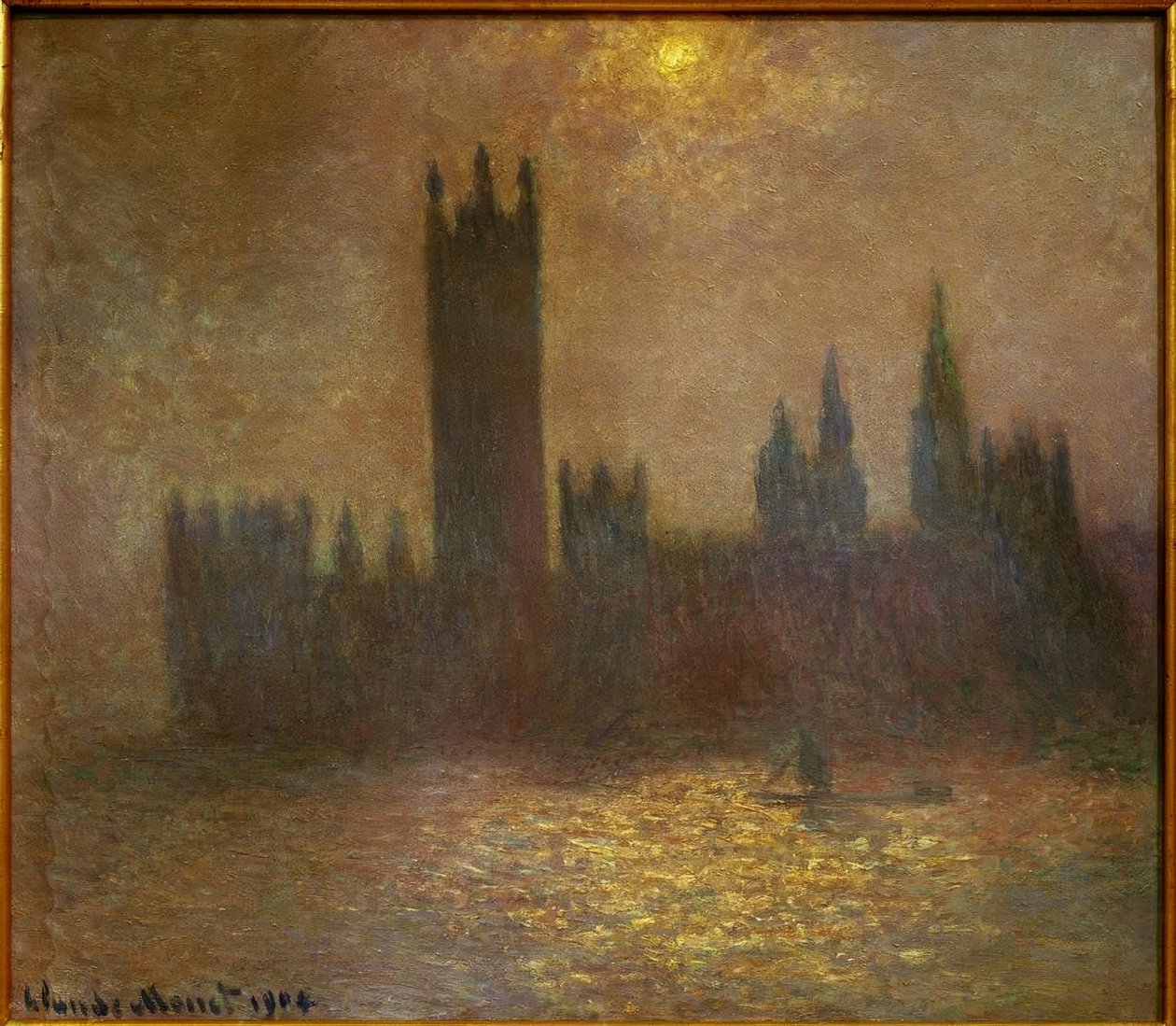 Lontoo, parlamentti, auringonpaiste sumussa (Lon tekijältä Claude Monet