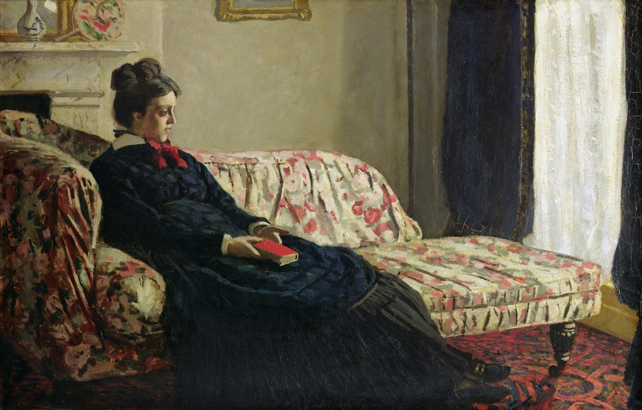 Meditaatio tai Madame Monet sohvalla, n. 1871 (öljy kankaalle) tekijältä Claude Monet