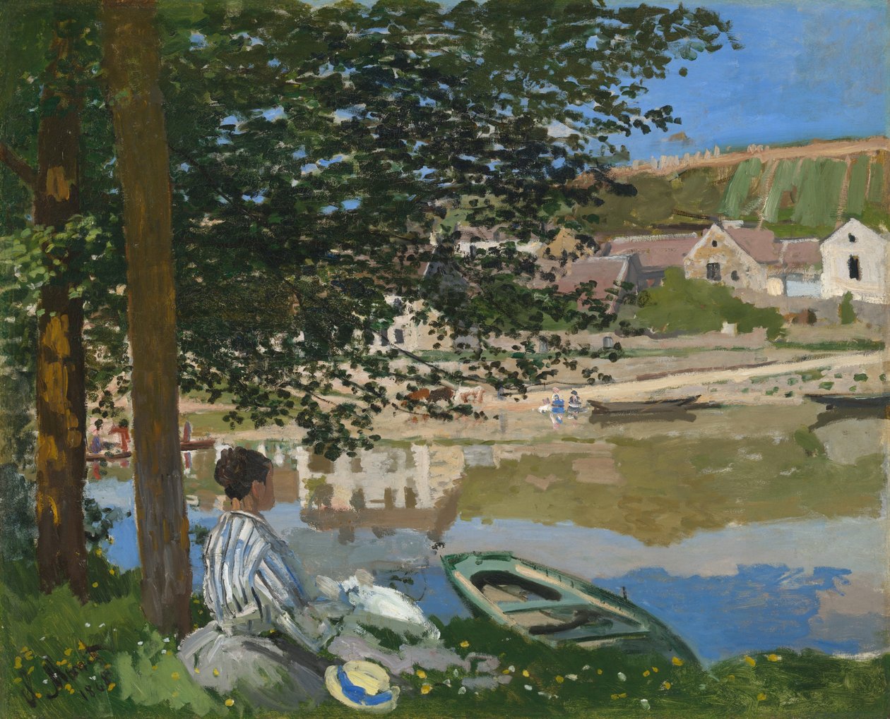 Seinen rannalla, Bennecourtissa tekijältä Claude Monet