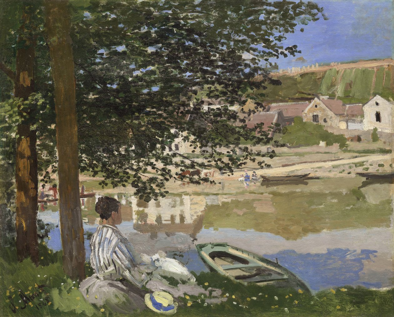 Seinen rannalla, Bennecourt, 1868 tekijältä Claude Monet