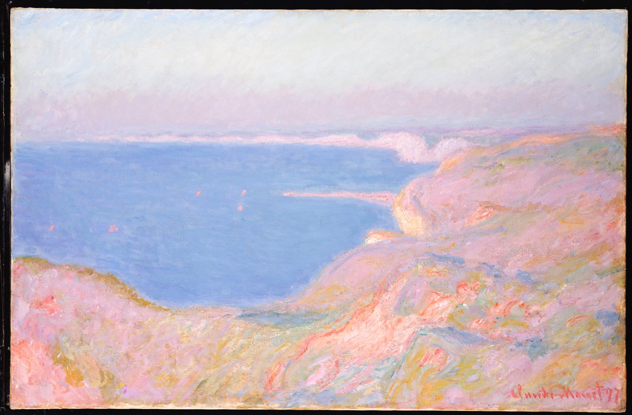 Kallioilla lähellä Dieppeä, auringonlasku, 1897 tekijältä Claude Monet