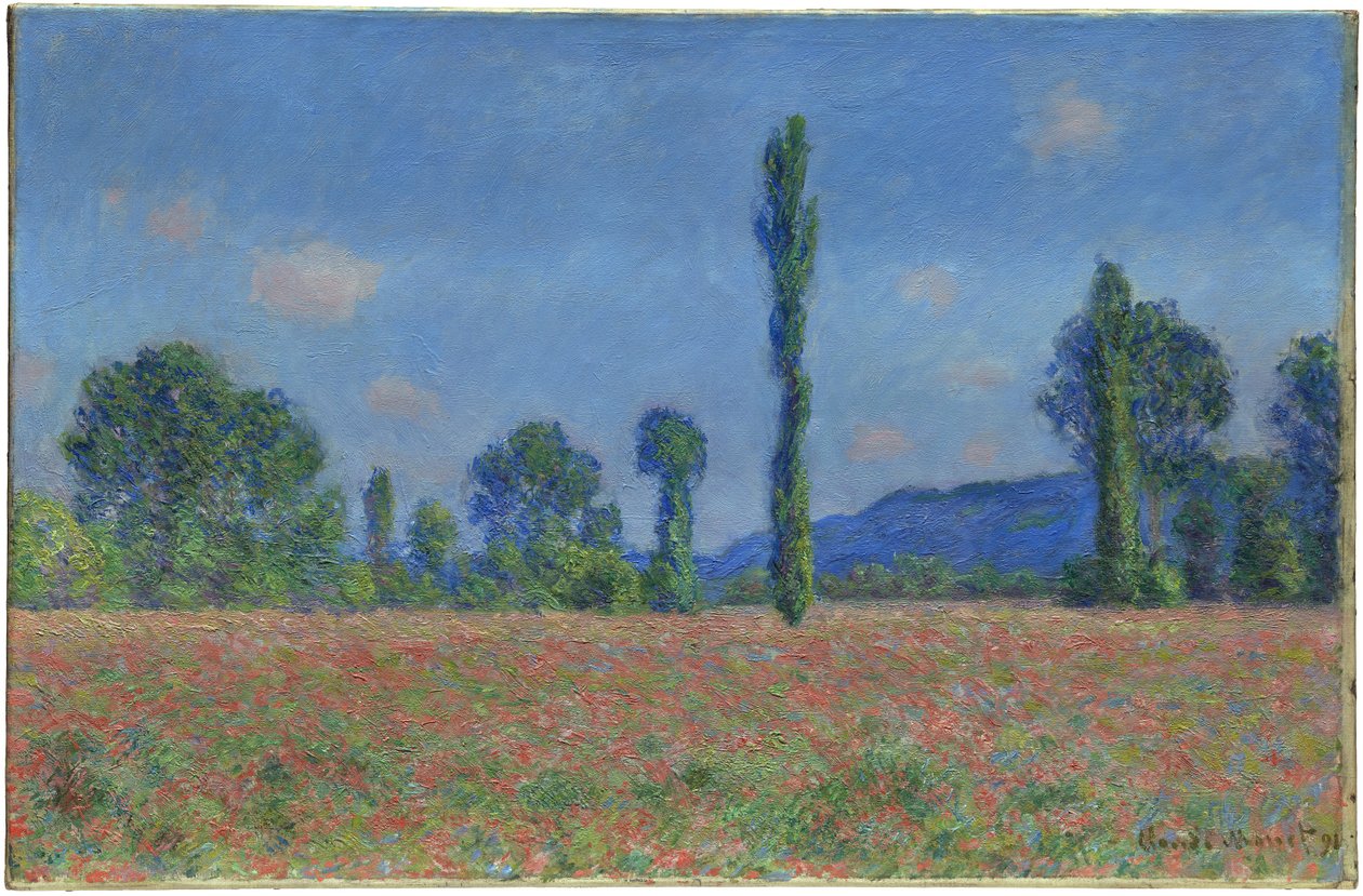 Poppy Field, Giverny, 1890-91 tekijältä Claude Monet