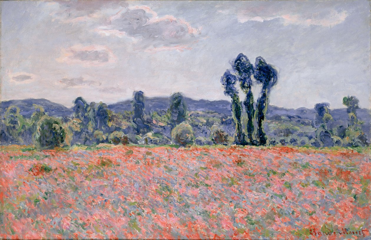 Unikkopelto, n. 1890 (öljy kankaalle) tekijältä Claude Monet