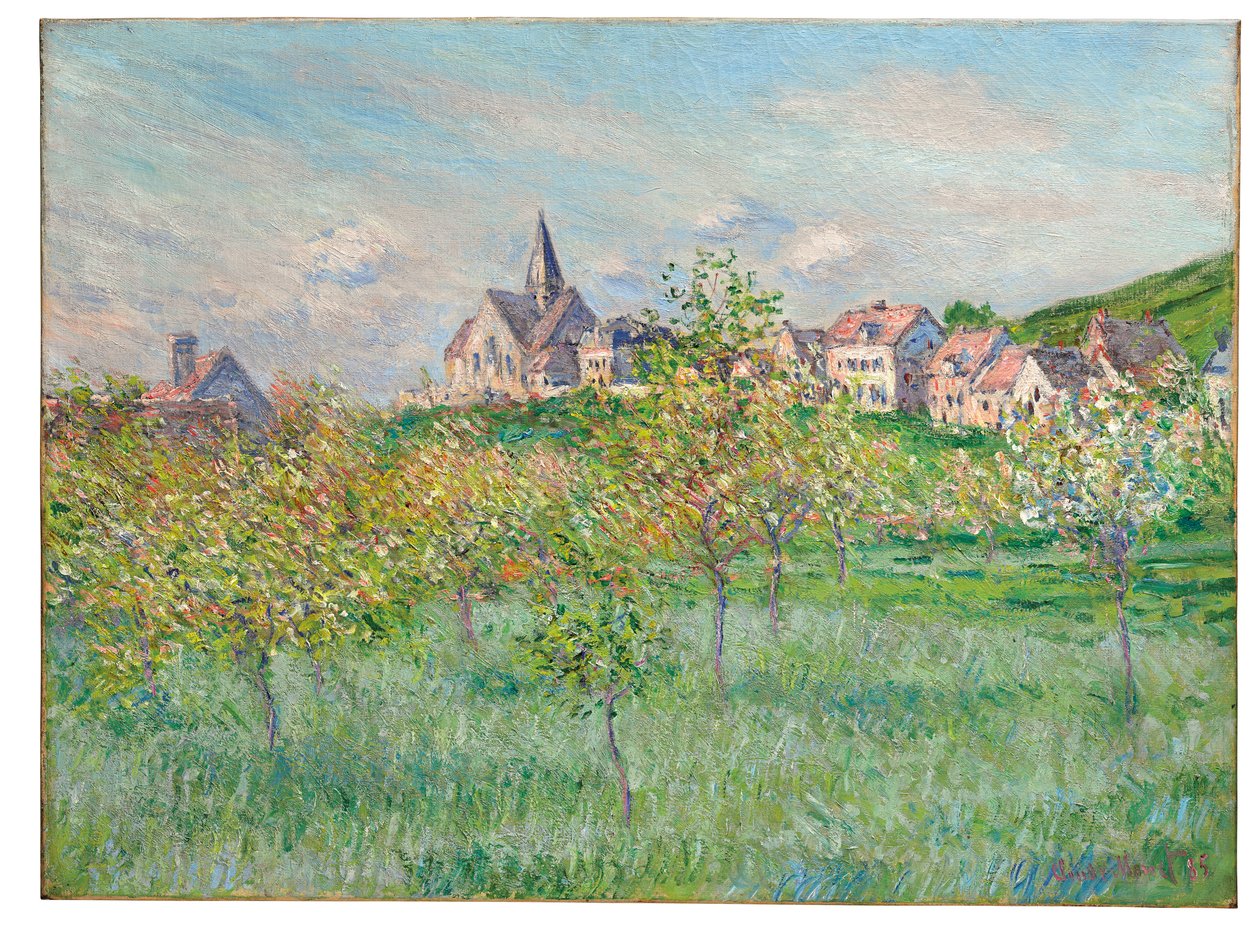 Kevät Givernyssä, iltapäiväefekti, 1885 tekijältä Claude Monet