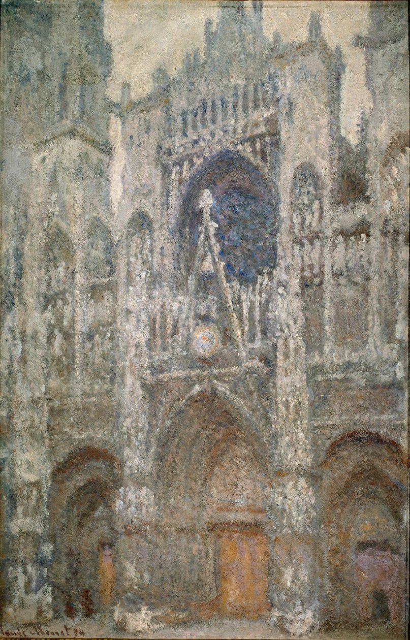 Rouenin katedraali, portaali, harmaa aika, harmaa harmonia tekijältä Claude Monet
