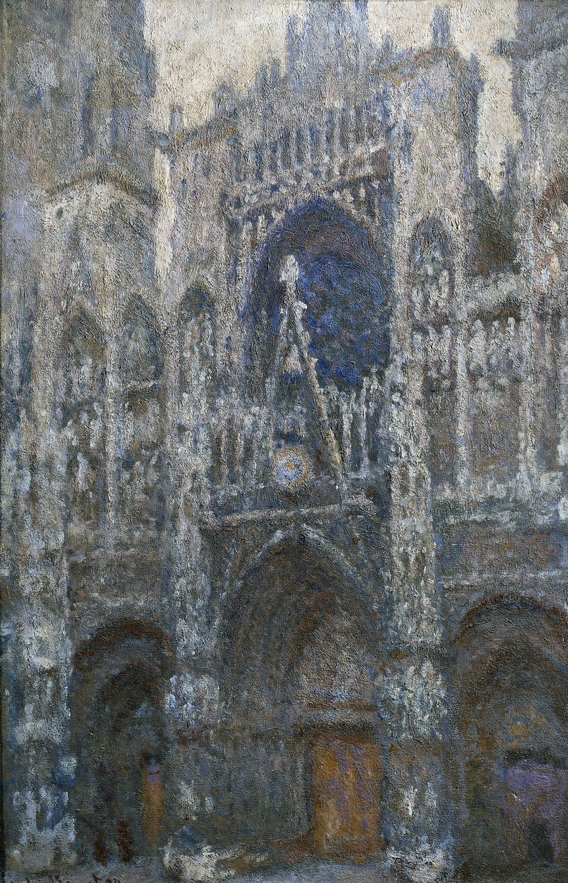 Rouenin katedraali, portaali; harmaa sää tekijältä Claude Monet