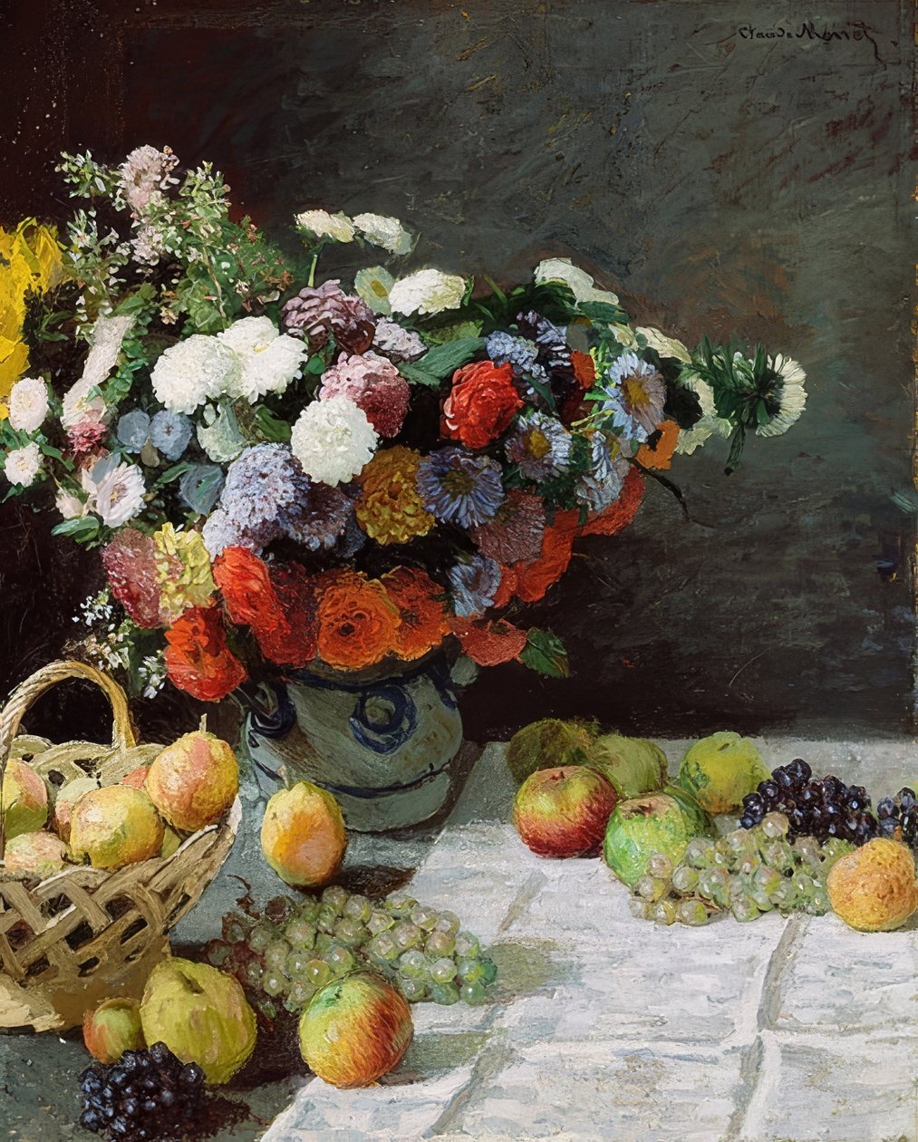 Asetelma kukkien ja hedelmien kanssa. 1869 tekijältä Claude Monet