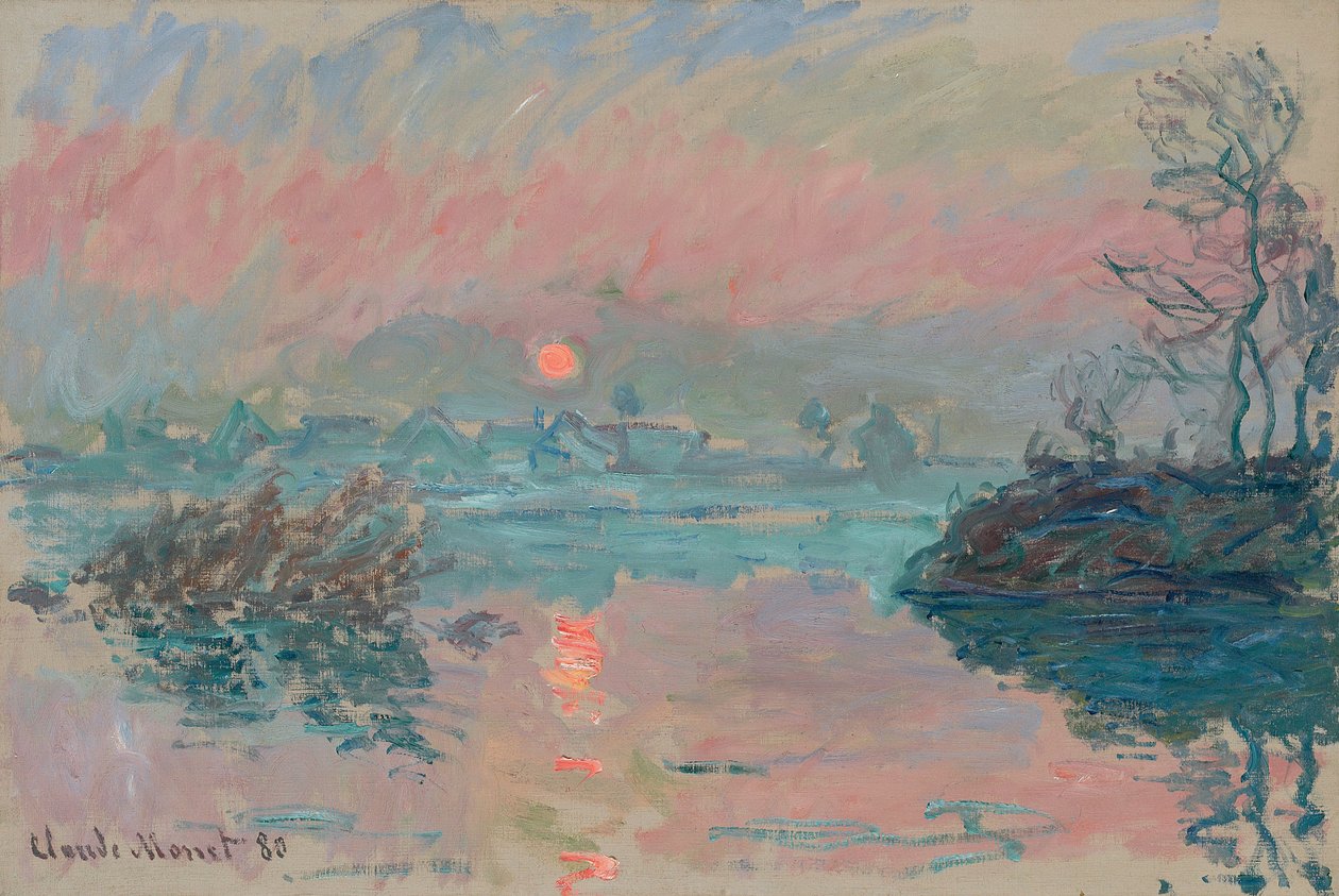 Auringonlasku Lavacourtissa; Auringonlasku Lavacourtissa, 1880 tekijältä Claude Monet