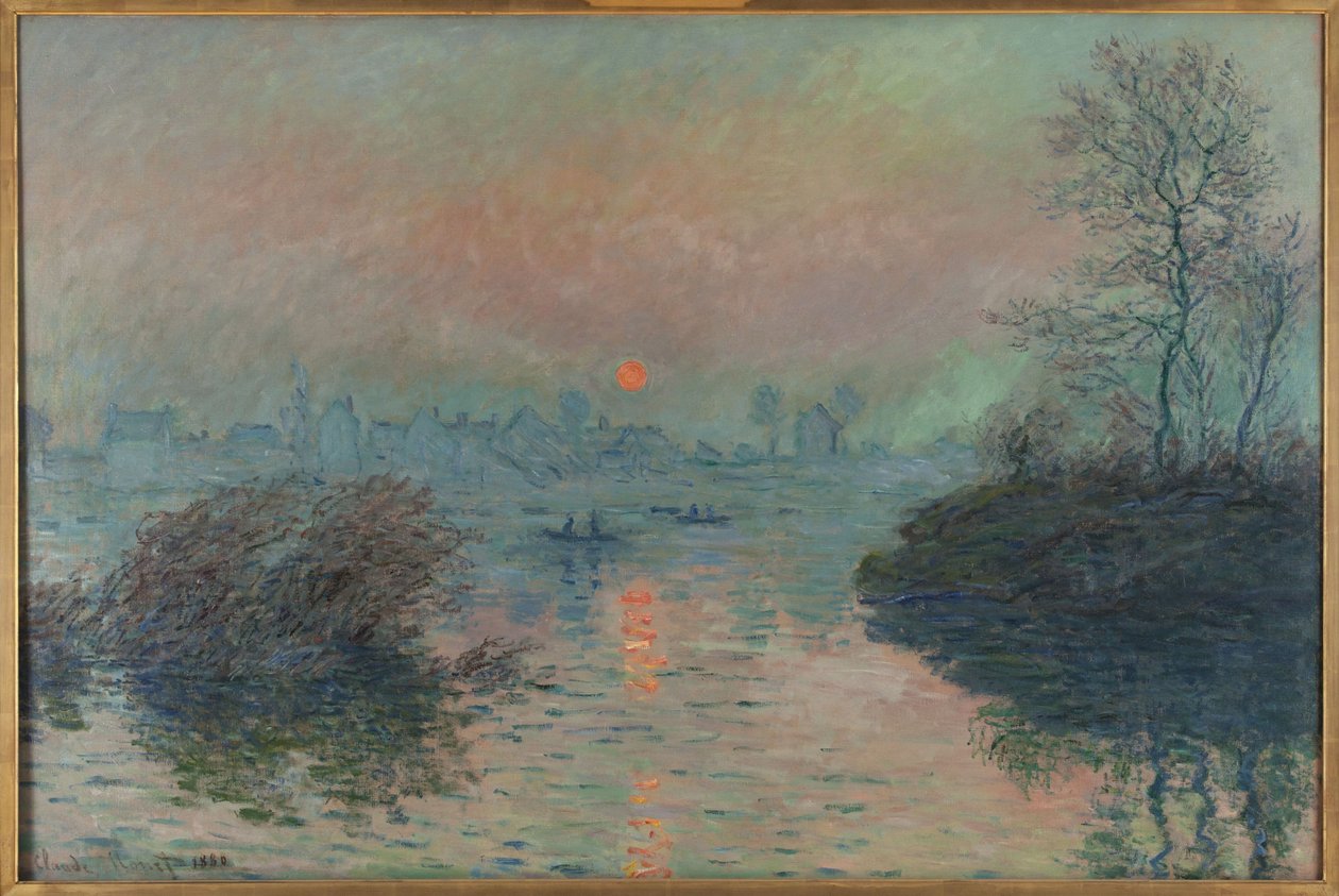 Auringonlasku Seinen varrella Lavacourtissa, talvi-ilmiö tekijältä Claude Monet