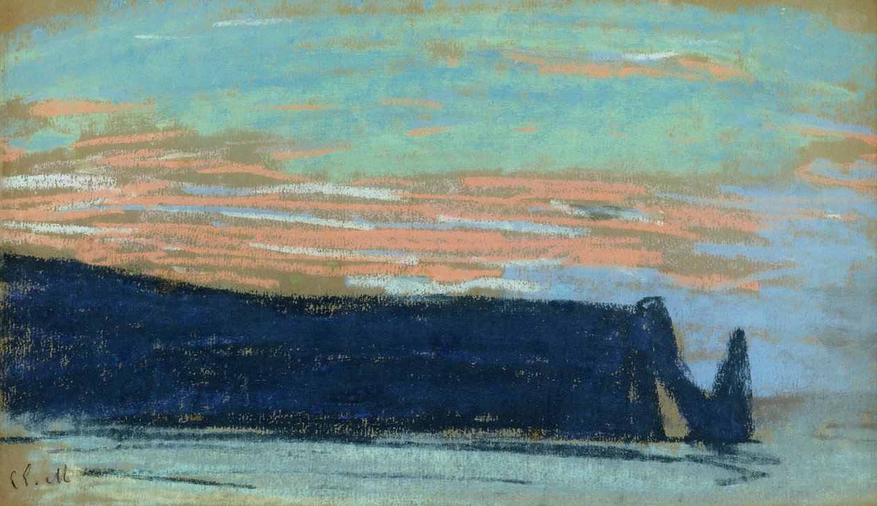 Etretatin kallio, n. 1885 (pastelli) tekijältä Claude Monet