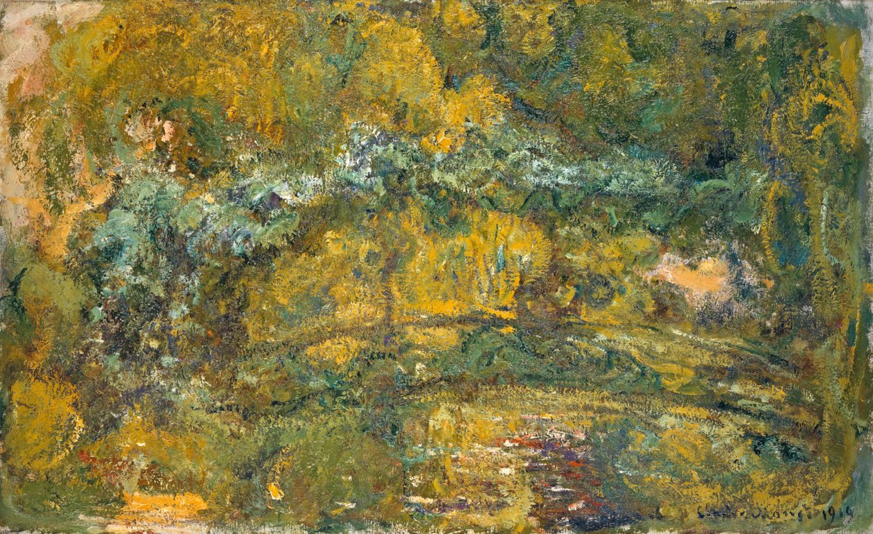 Vesililammen ylittävä kävelysilta, 1919 tekijältä Claude Monet