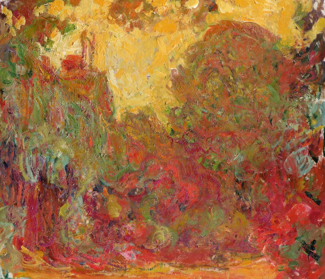 Talo Ruusutarhasta nähtynä, 1922-24 tekijältä Claude Monet