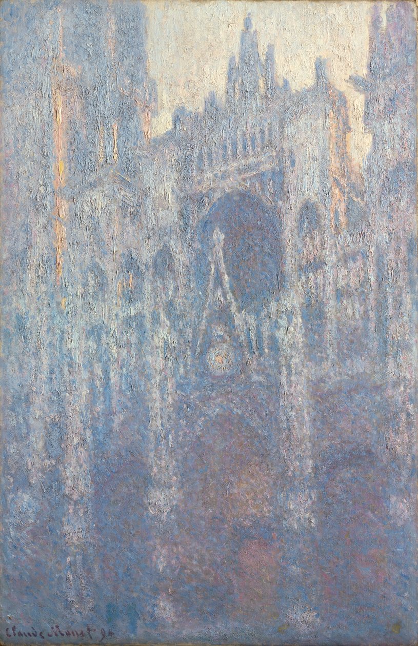 Rouenin katedraalin portaali aamun valossa tekijältä Claude Monet