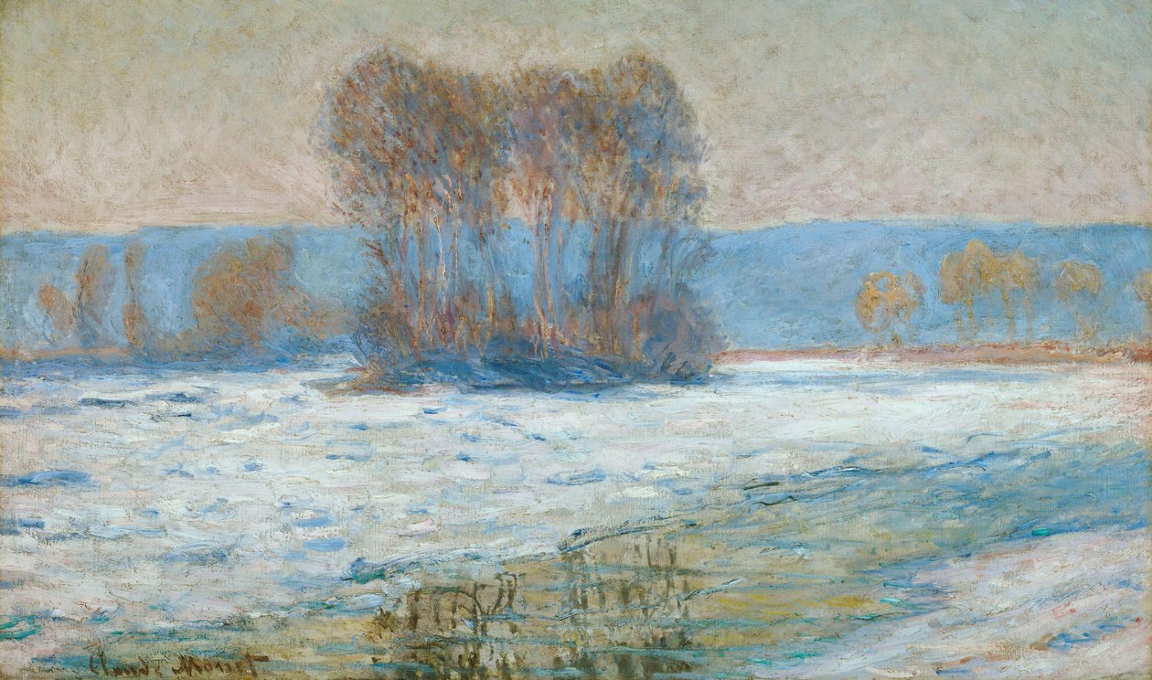 Seine Bennecourtissa, talvella tekijältä Claude Monet
