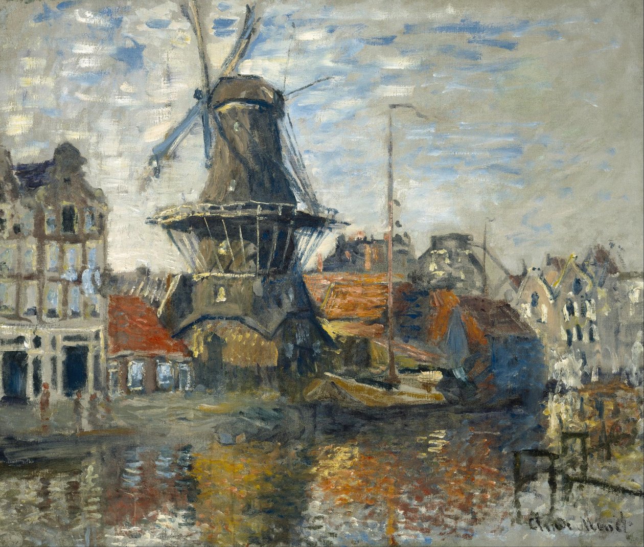 Tuulimylly Onbekende Gracht -kanavalla, Amsterdam tekijältä Claude Monet