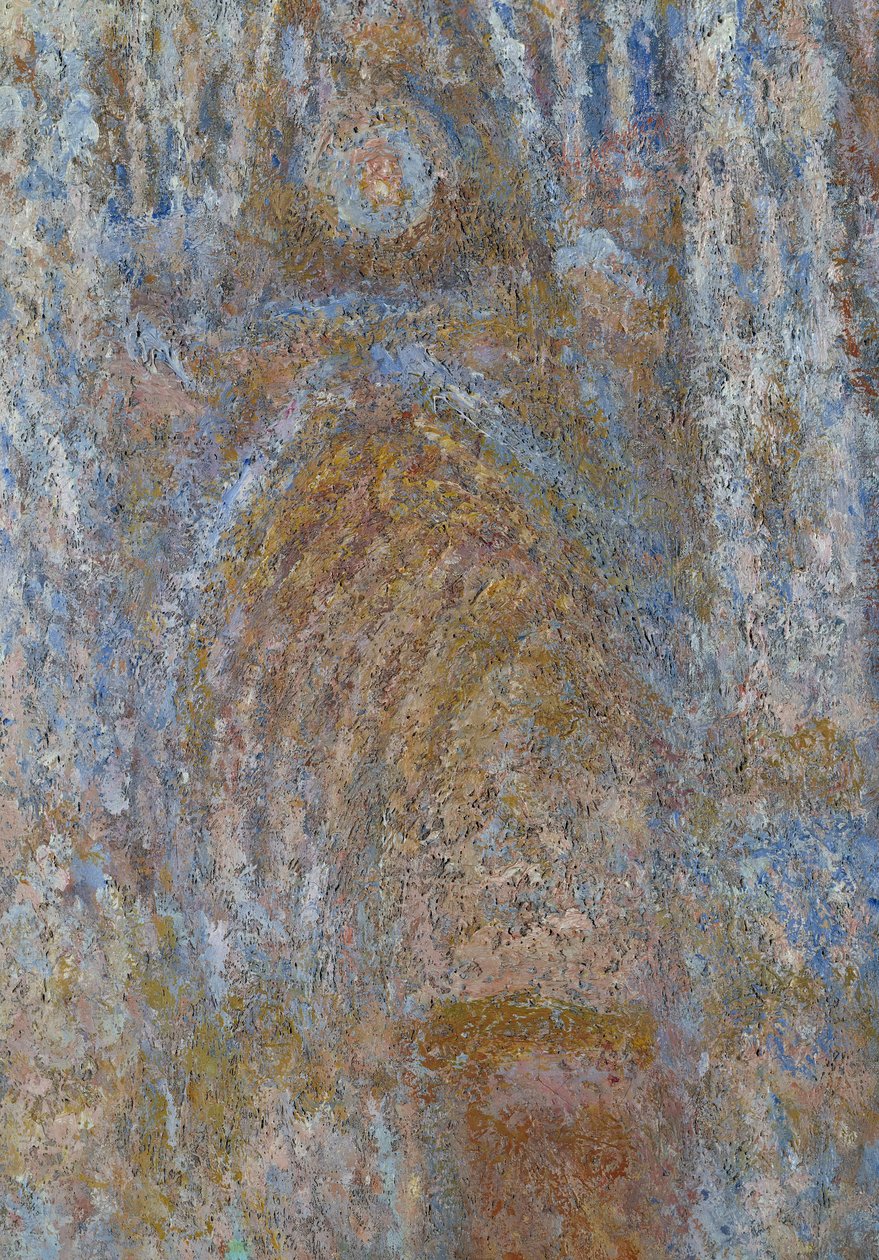 Cathedrale de Rouen, portaali aurinkoaamu, sininen harmonia Yksityiskohta. Claude Monet