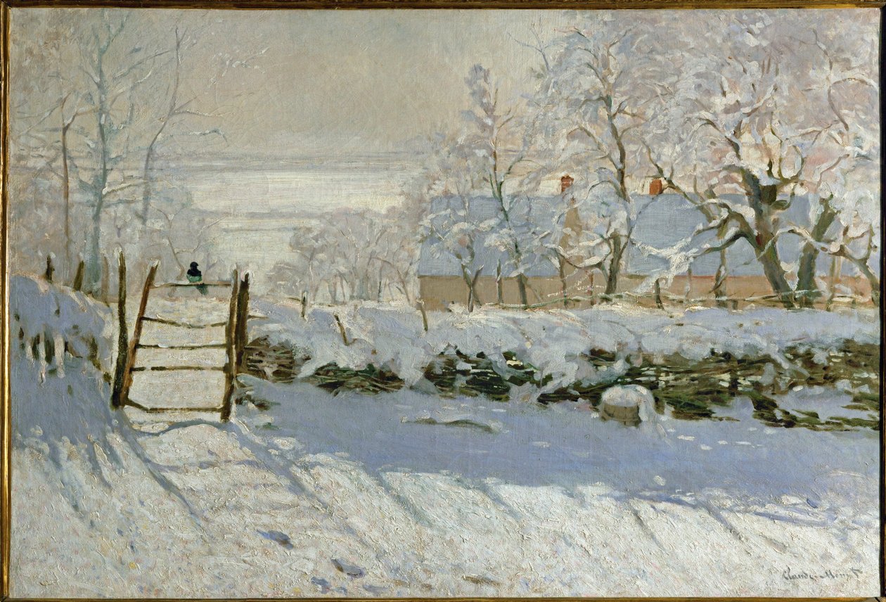 Harakka (öljy kankaalle) tekijältä Claude Monet