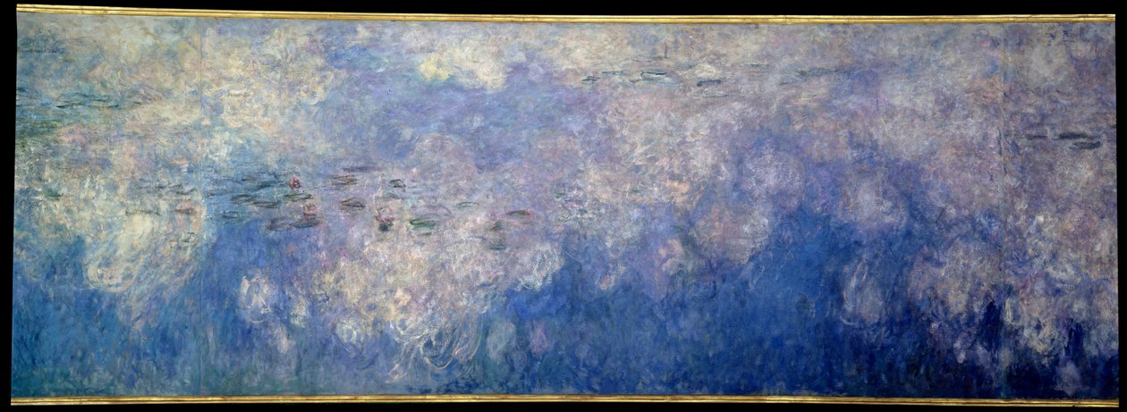 Nymfeat; pilvet. Givernyssä maalatun triptyykin keskiosa. Claude Monet