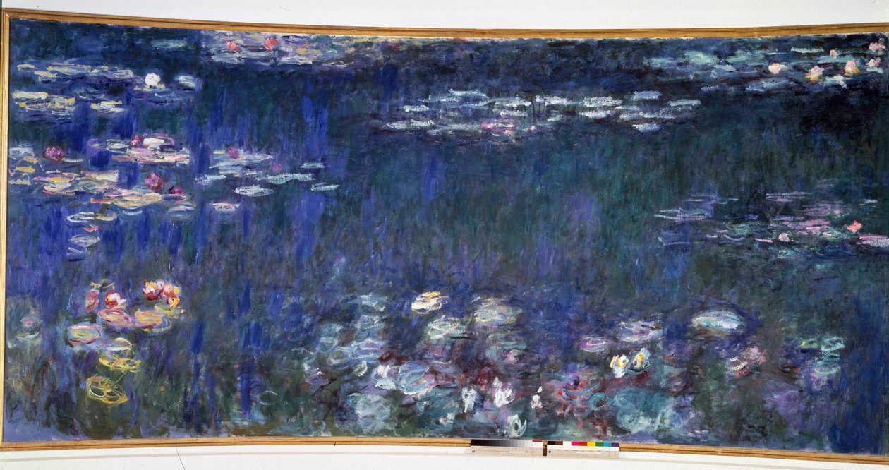 Vesi liljat, vihreät heijastukset. Diptyykki vasen osa tekijältä Claude Monet