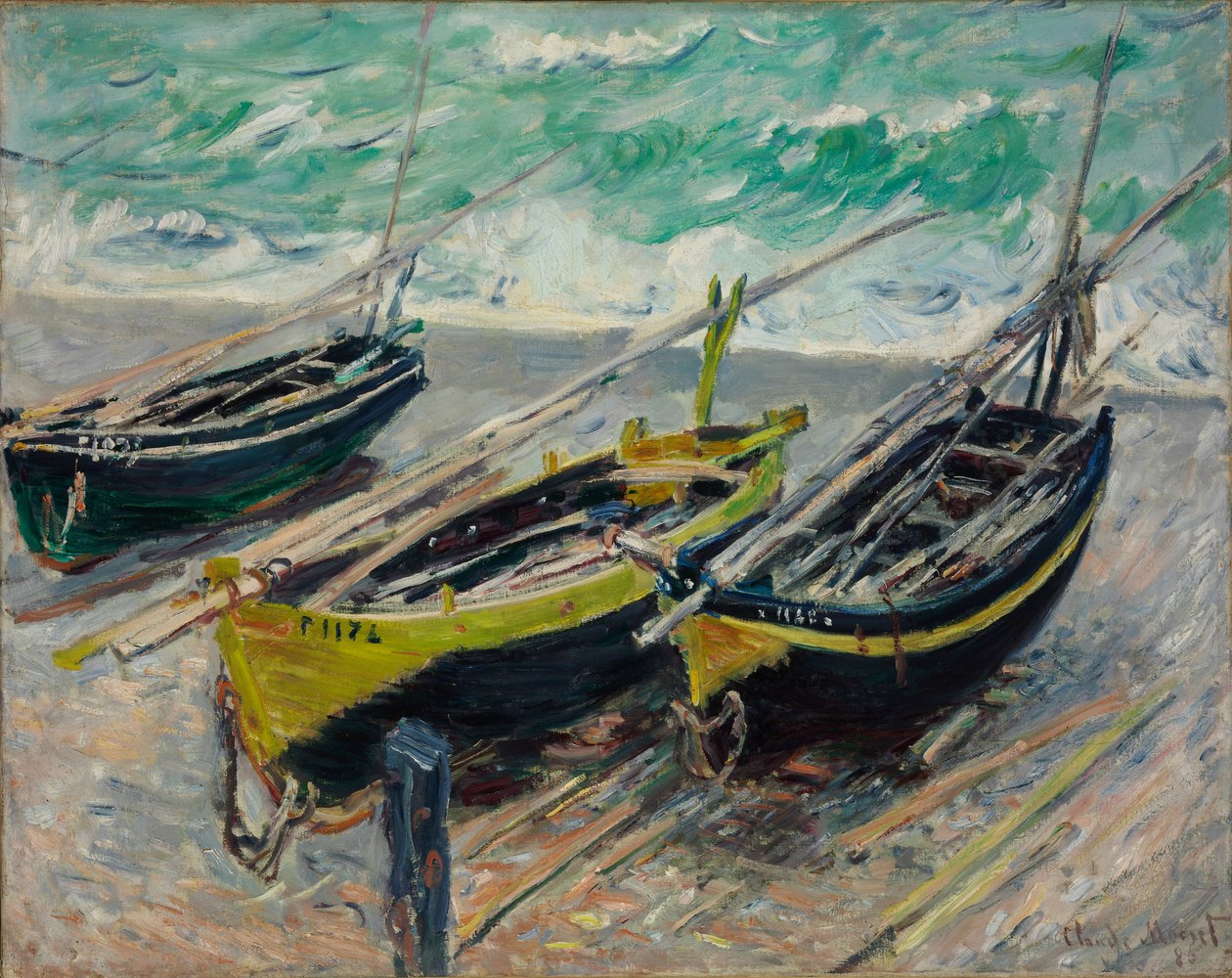 Kolme kalastusvenettä, 1886 tekijältä Claude Monet
