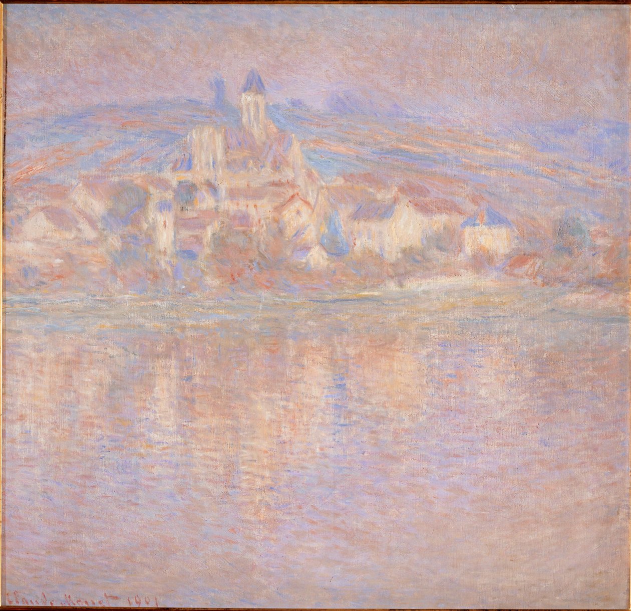 Vetheuil, auringonlasku (maalaus kankaalle) tekijältä Claude Monet