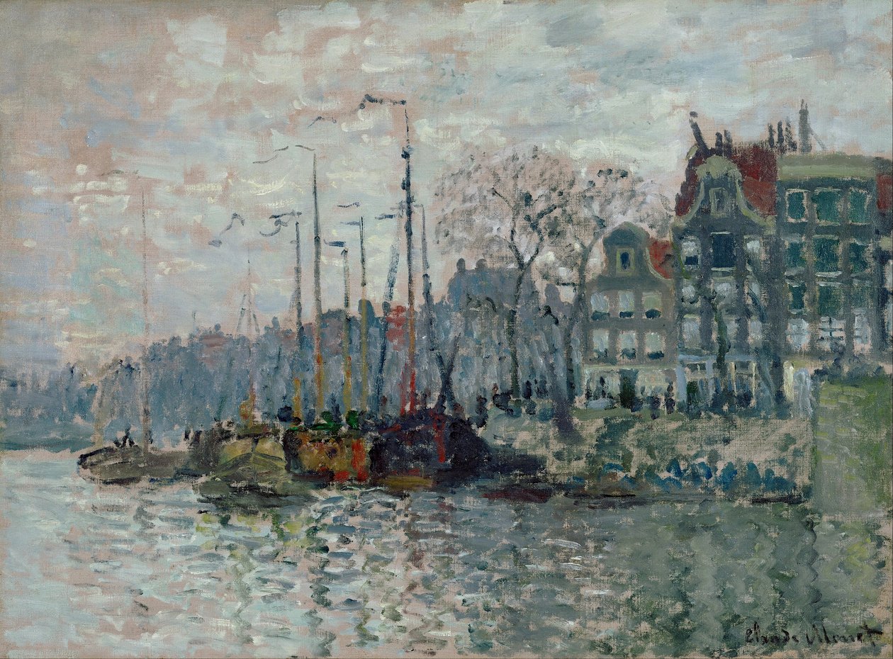 Näkymä Prins Hendrikkadelle ja Kromme Waalille Amsterdamissa tekijältä Claude Monet