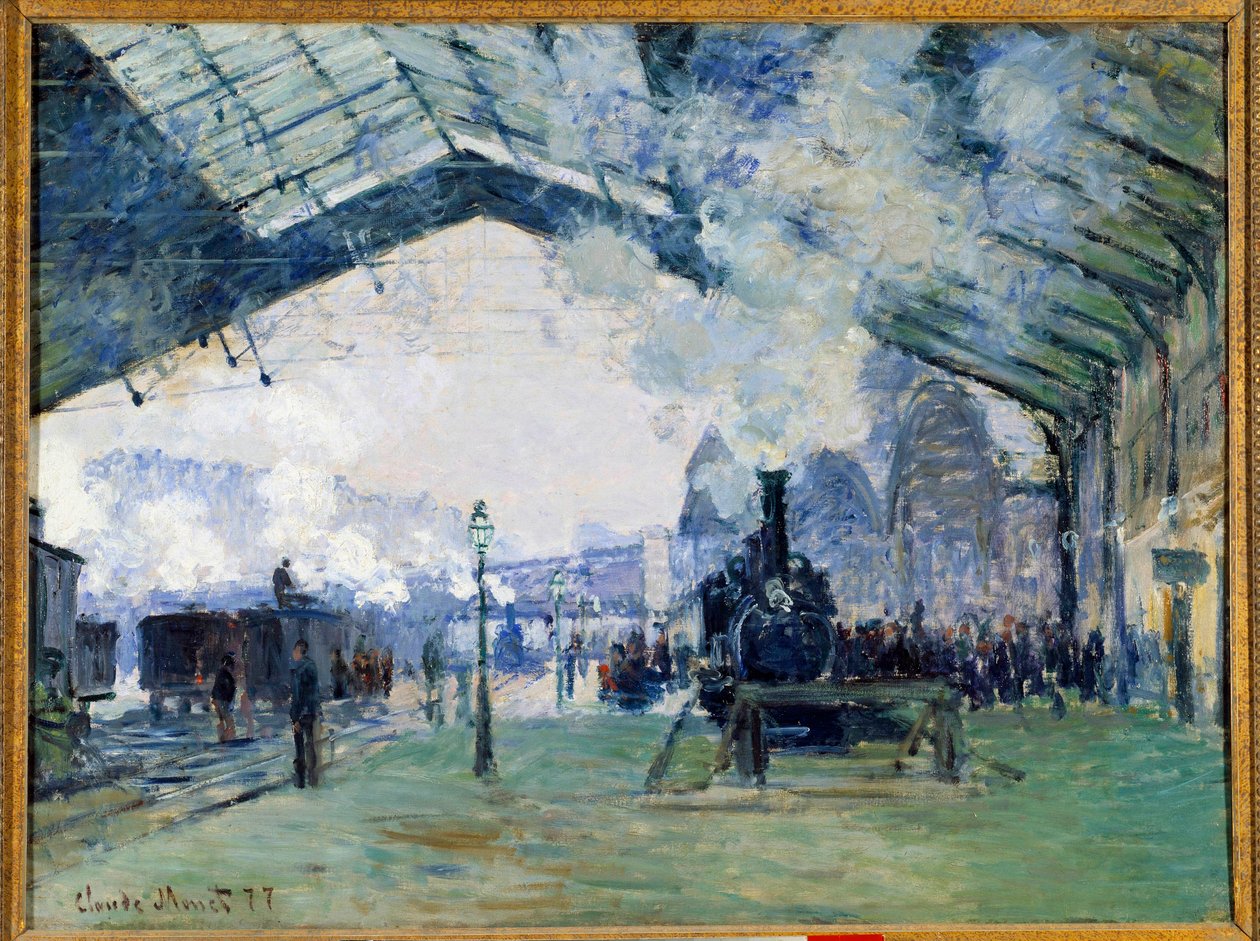 Näkymä Saint Lazaren rautatieasemalle Pariisissa ja Normandian junalle tekijältä Claude Monet