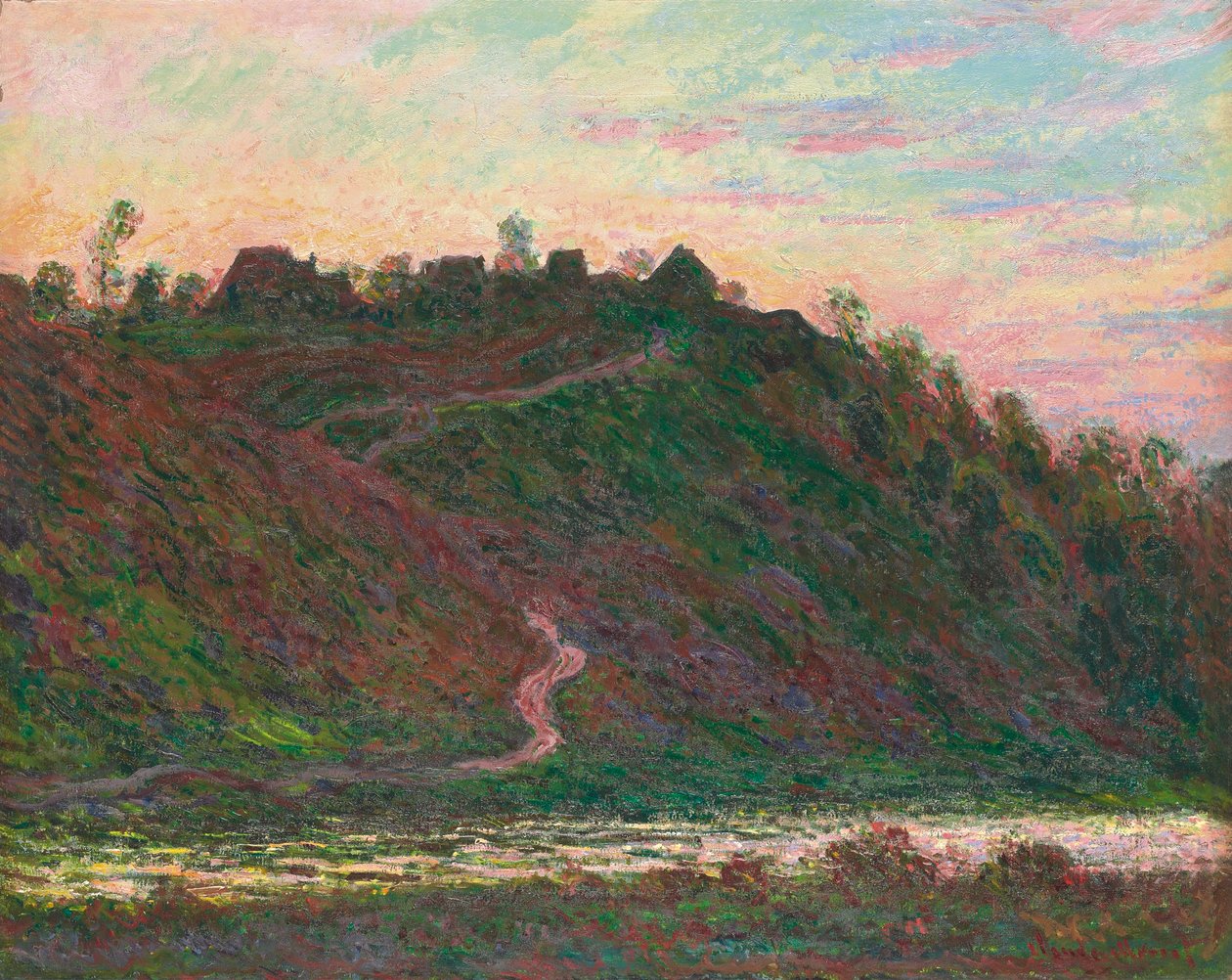 La Roche-Blondin kylä: iltaefekti, 1889 tekijältä Claude Monet
