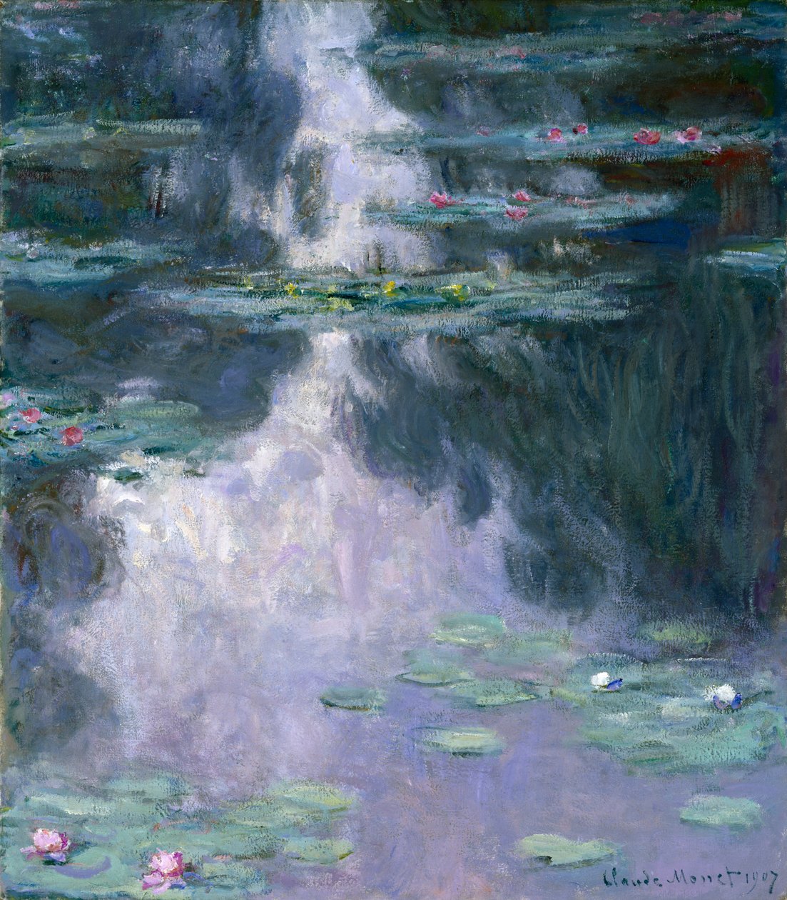 Vesililjat (Nympheas) 1907 (öljy kankaalle) tekijältä Claude Monet