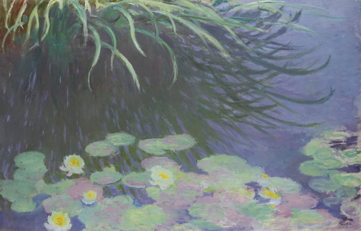 Vesililjat korkean ruohon heijastuksilla, 1914-1917 tekijältä Claude Monet