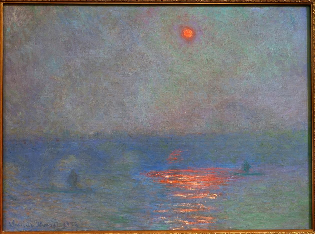 Waterloon silta, aurinko sumussa (Sonne im Nebel) tekijältä Claude Monet