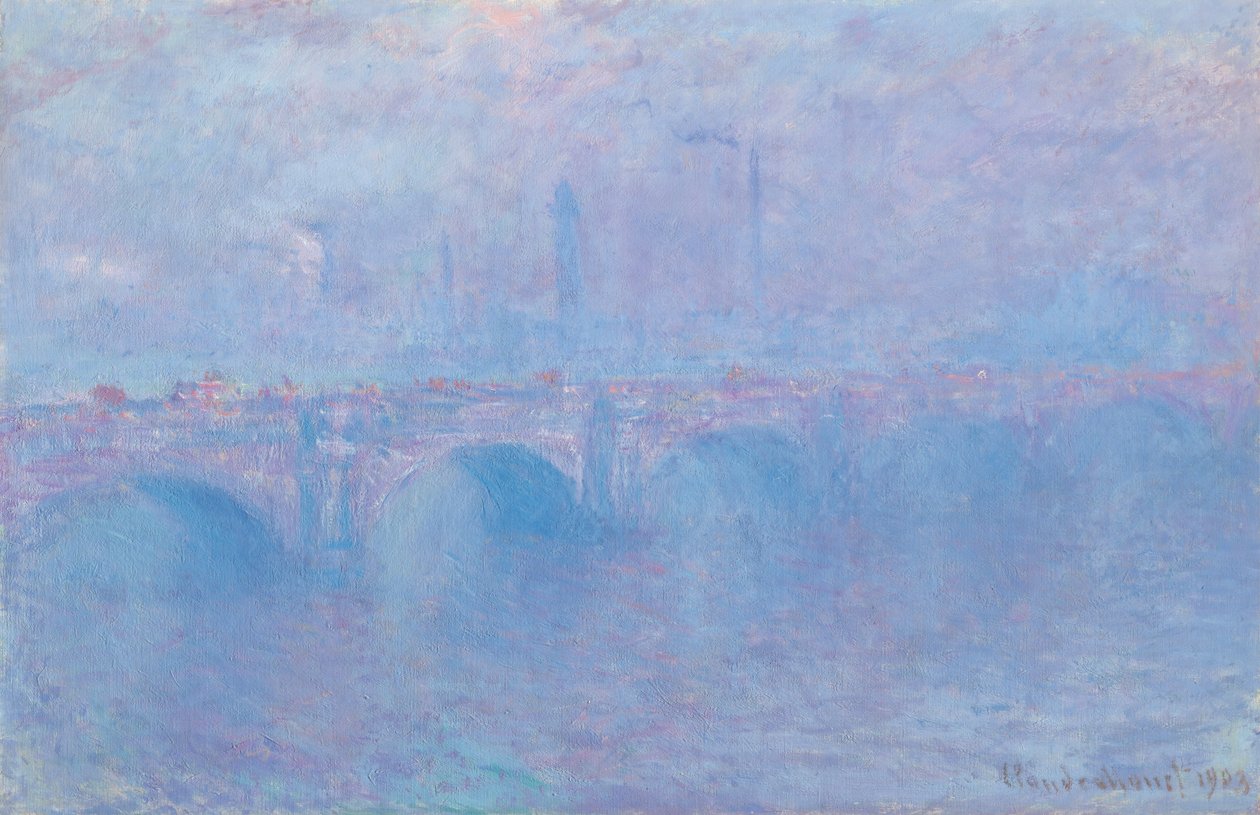 Waterloon silta, effet de brouillard tekijältä Claude Monet