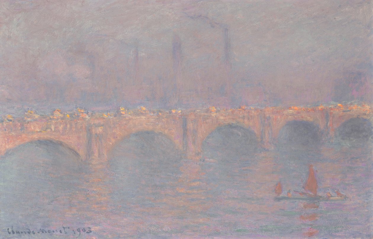 Waterloon silta, hunnutettu aurinko tekijältä Claude Monet