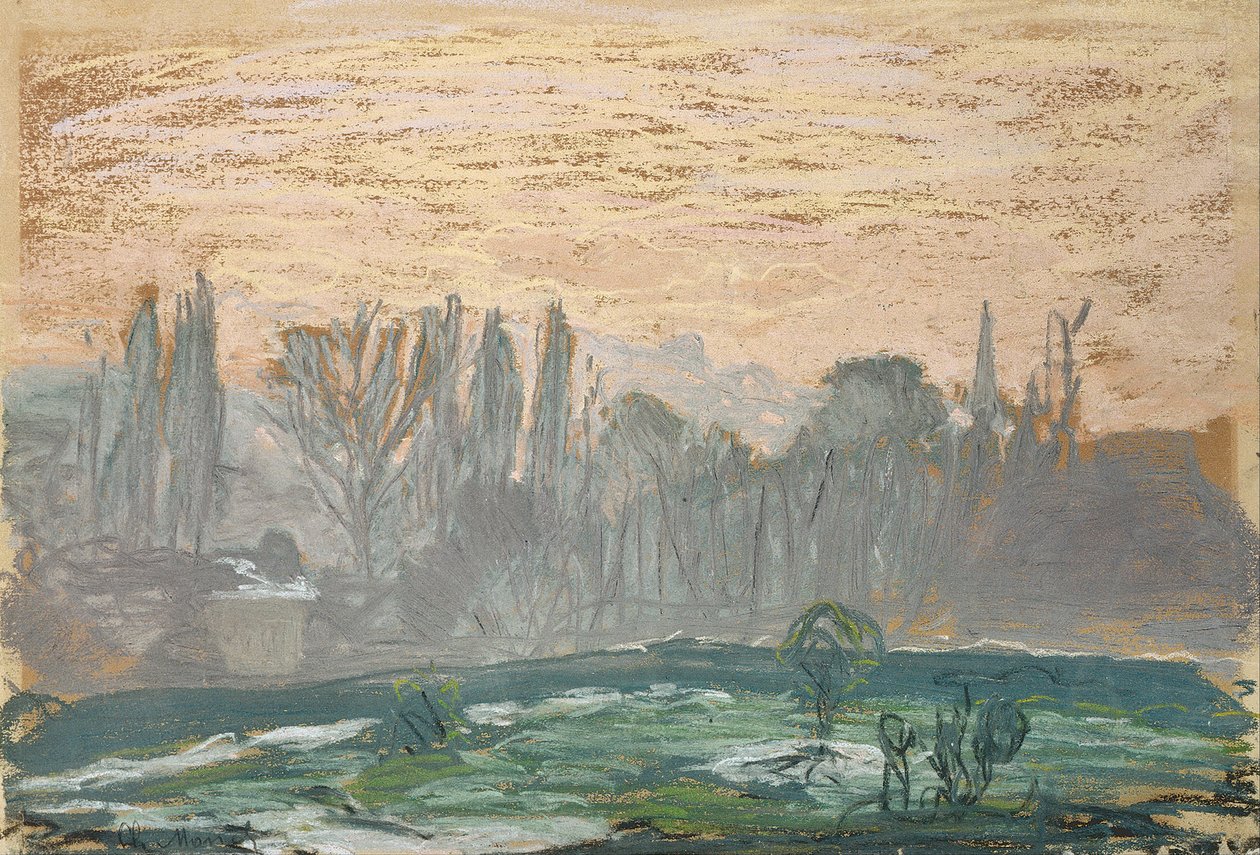 Talvimaisema iltataivaalla tekijältä Claude Monet