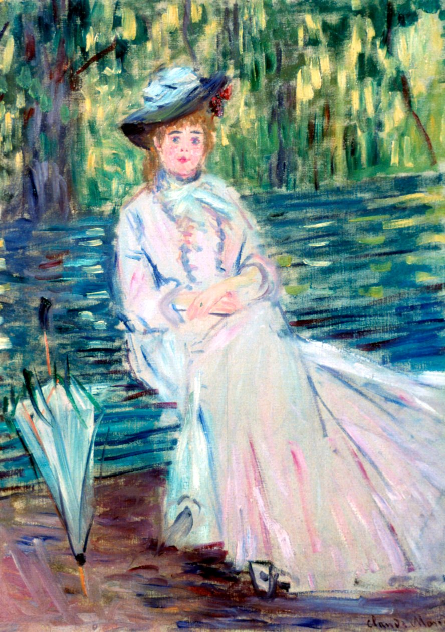 Nainen istuu penkillä, c1874 tekijältä Claude Monet