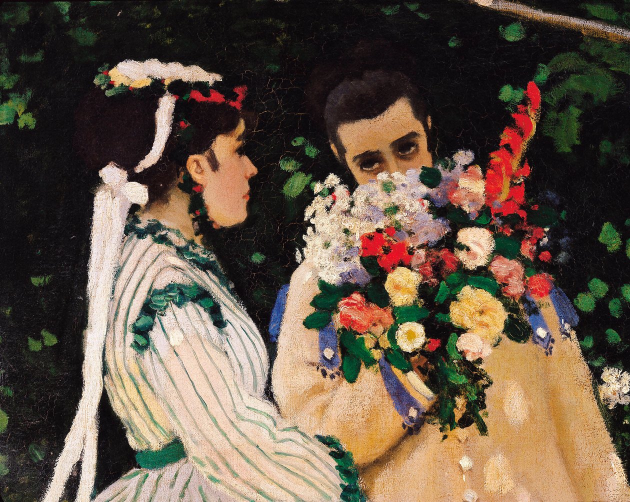 Naiset puutarhassa, yksityiskohta, n. 1866 (öljy kankaalle) tekijältä Claude Monet