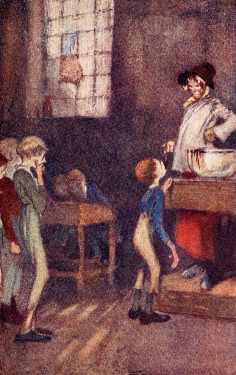Dotheboys Hall, etukappale Charles Dickensin "Nicholas Nicklebystä". tekijältä Claude Shepperson