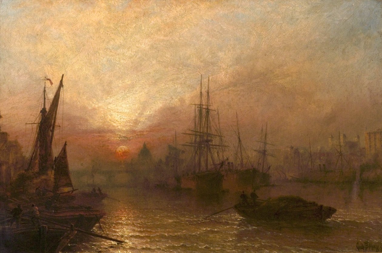 The Pool of the Thames, Lontoon Silent Highwayn yllä, 1890 tekijältä Claude T. Stanfield Moore
