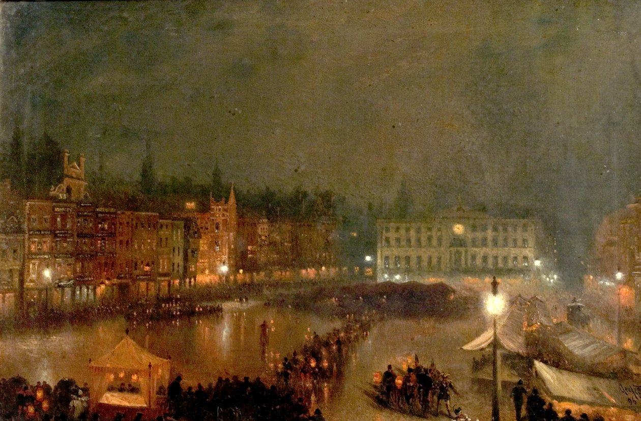 Robin Hood Riflesin taskulampputatuointi, Nottingham Market Place, 1896 tekijältä Claude T. Stanfield Moore